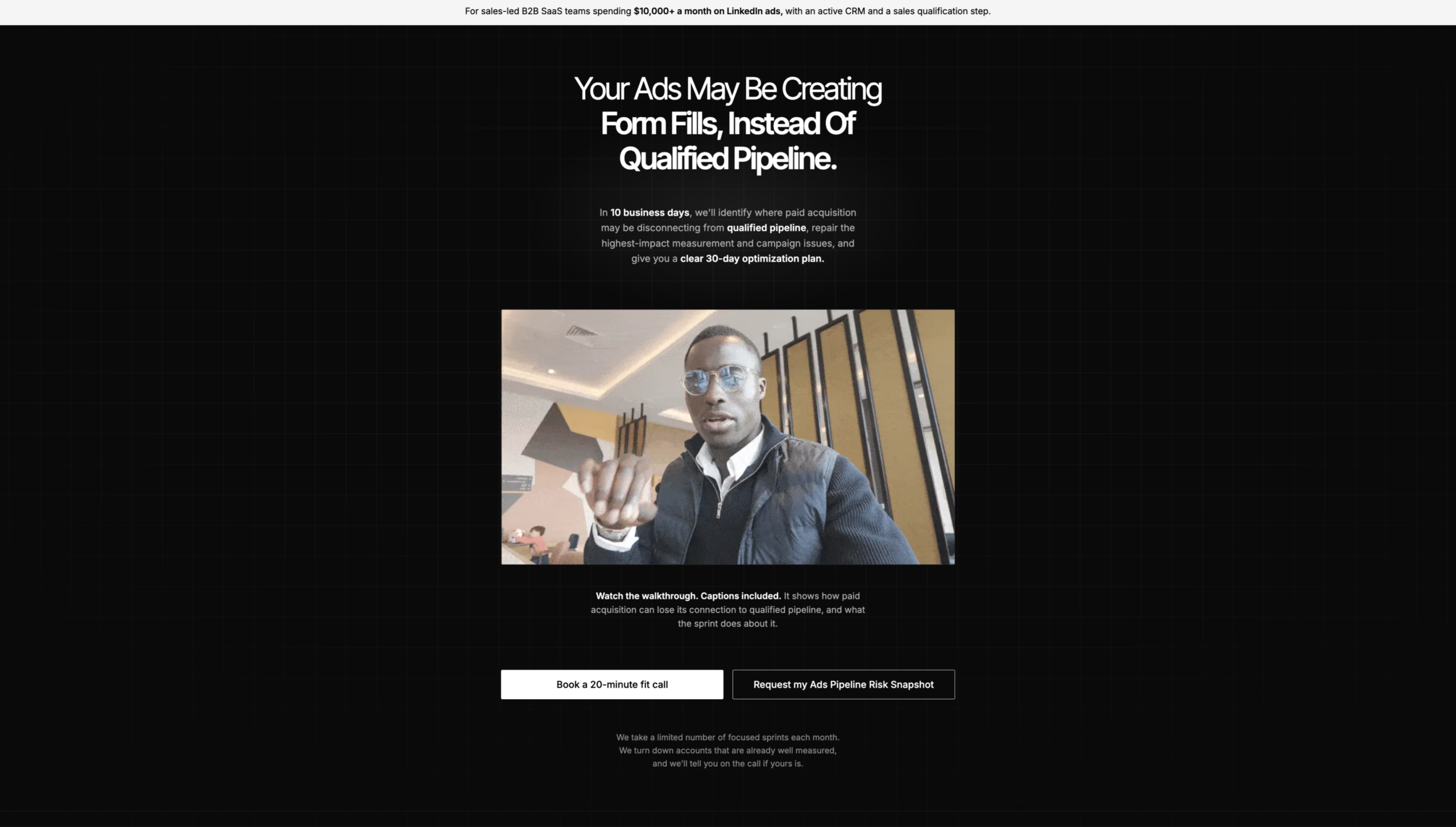 The 99+ site, an ads engineering agency for sales led B2B software teams.